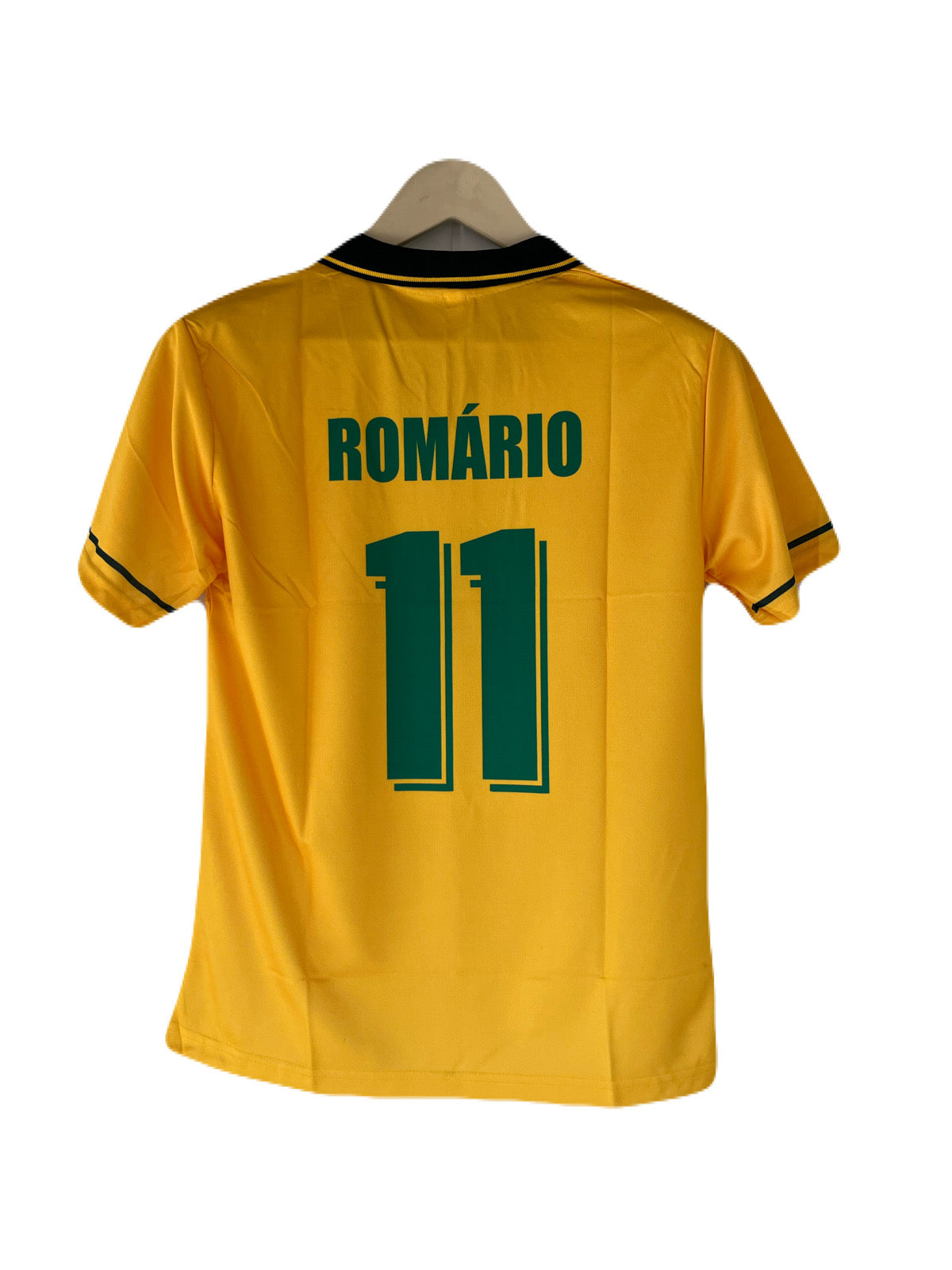 Romario Brazil 2010 home half sleeve collar jersey -