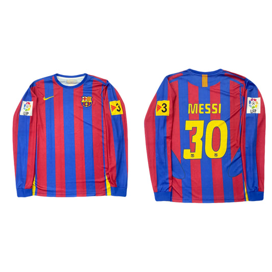 Barcelona 2005/06 home jersey full sleeve messi p25 - ms retro store