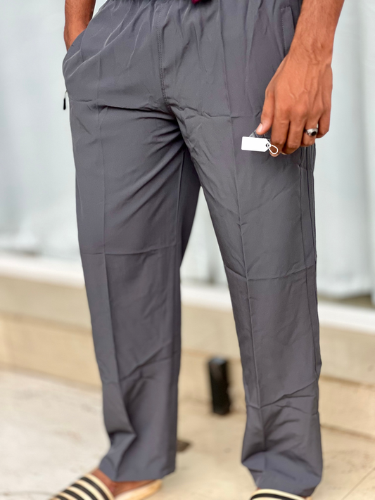 Track pant baggy fit embroidery grey P497 - ms retro store