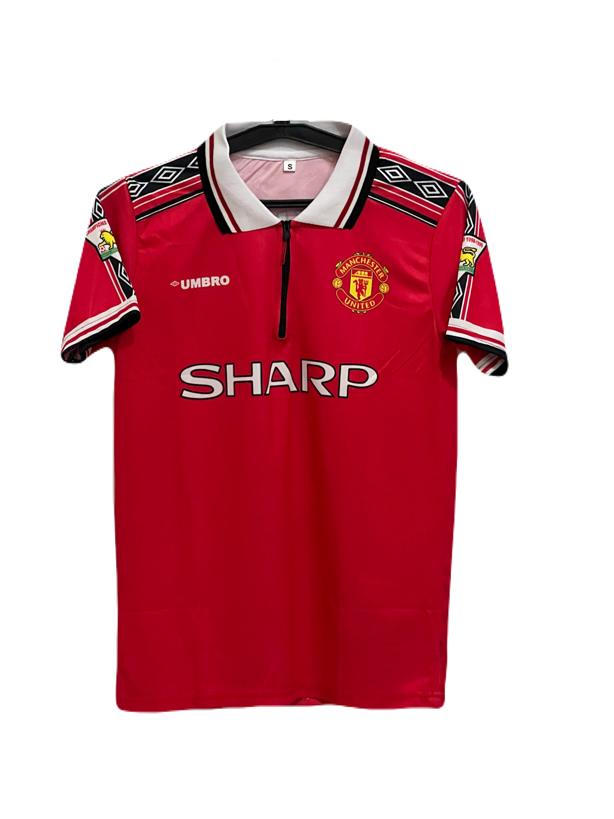 Manchester united 1998/99 Home jersey Beckham zip type -p810 -ms retro store