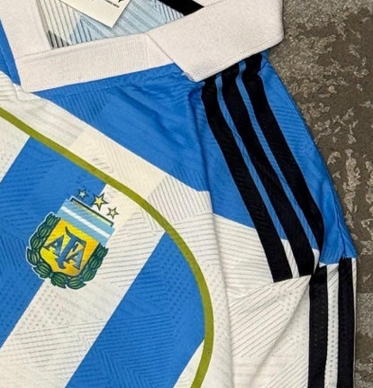 Argentina 2006 Home Messi Premium Quality Collar Five Sleeve Sublimation - Ms Retro Store
