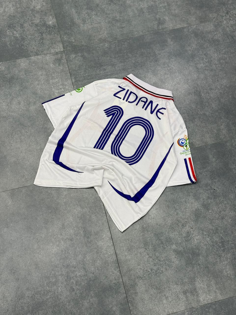 France 2006 Worldcup zidane Premium Quality Collar Five Sleeve Sublimation Jersey - Ms Retro Store