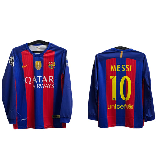 Fc barcelona 2016/17 home kit messi full sleeve - ms retro store
