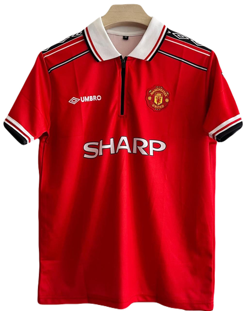 Manchester united 1998/99 Home jersey Beckham zip type P51 - ms retro store