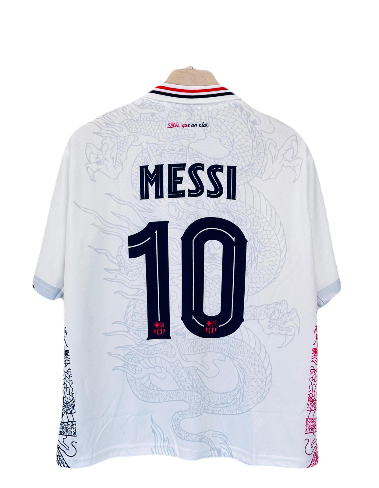 Barcelona messi dragon edition Collar Five Sleeve Sublimation - Ms Retro Store