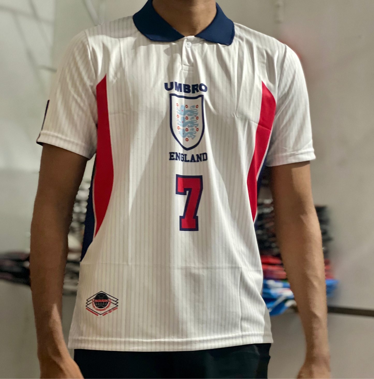 Best Retro Jersey England 1998 Beckham 7 Polo type jersey P358 - ms retro store