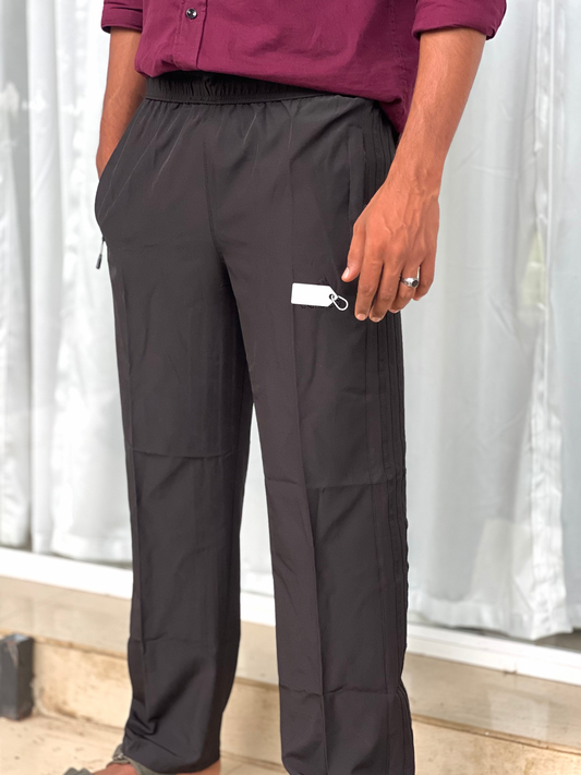 Track pant baggy fit embroidery Black P496 - ms retro store