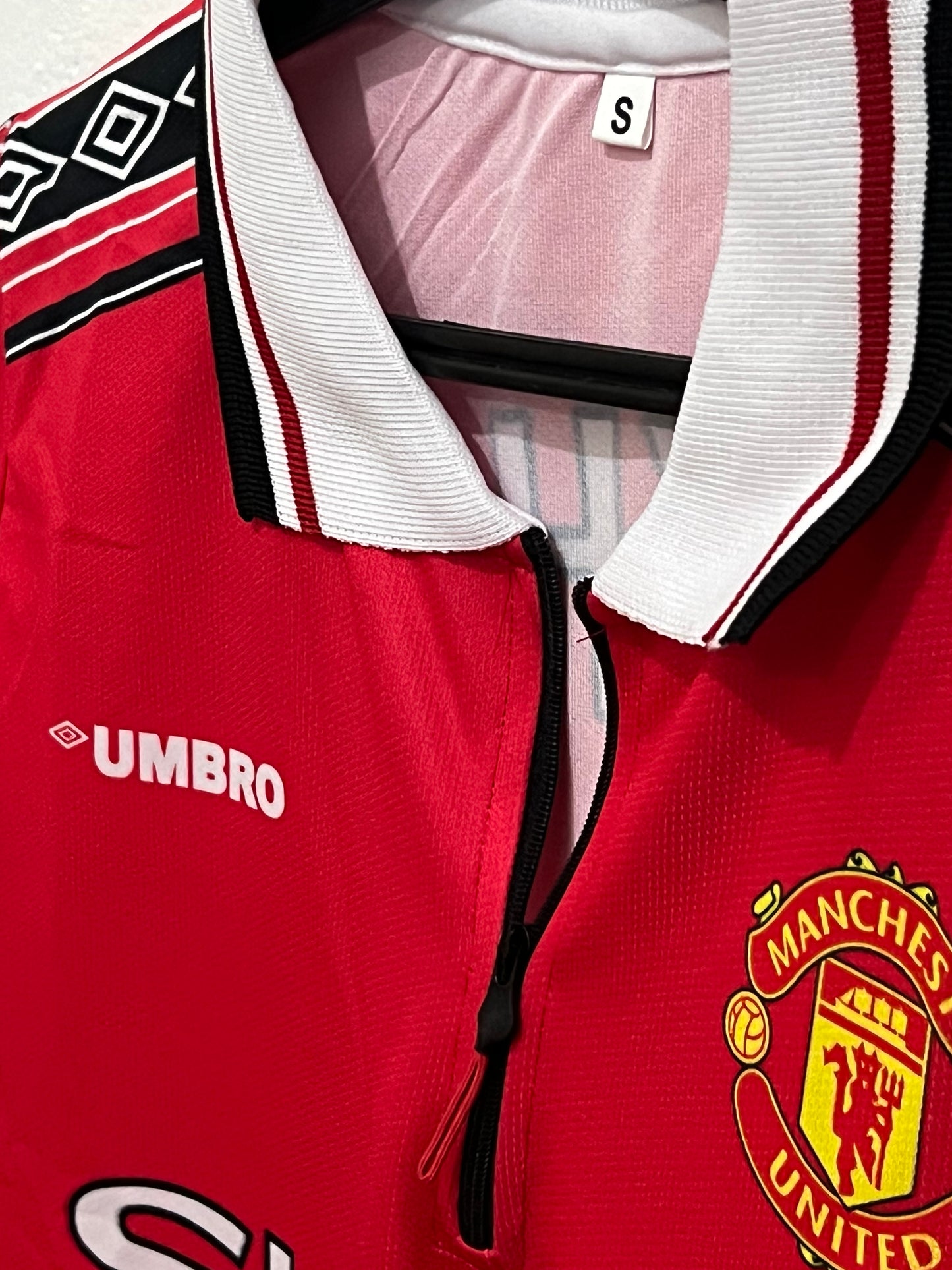 Manchester united 1998/99 Home jersey Beckham zip type -p810 -ms retro store