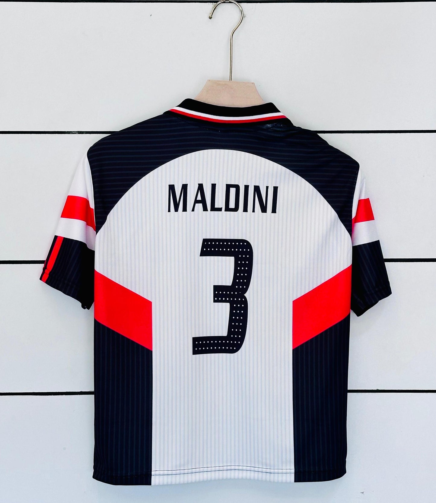 Ac milan maldini Kids five sleeve collar sublimation jersey - Ms retro store