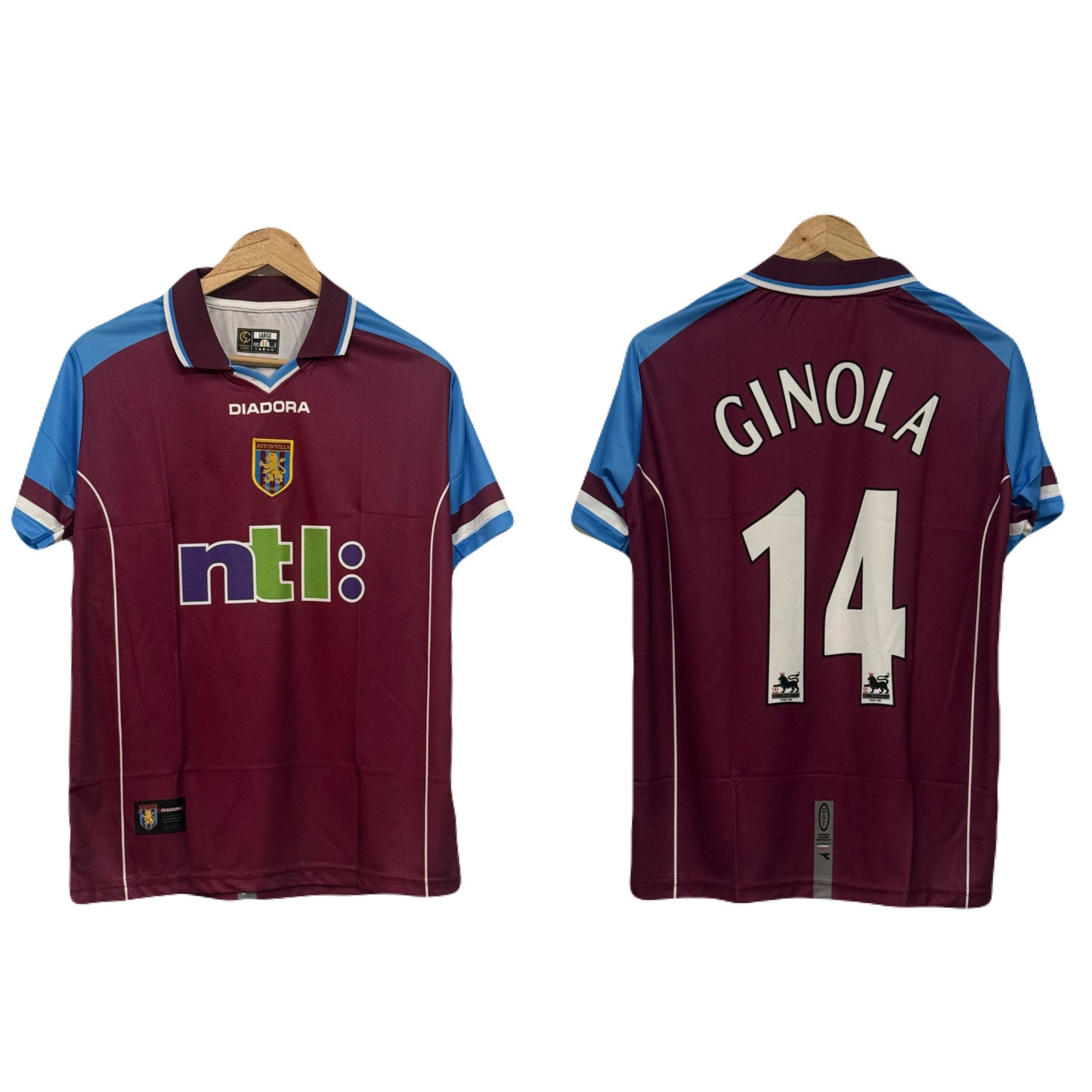 Aston Villa Fc 2000-01 Home kit Ginola Half sleeve - Ms Retro Store