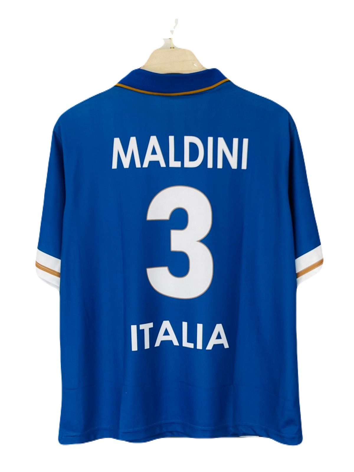 Italy 1996 Home kit Maldini 3 five sleeve collar type loose fit p619 - ms retro store