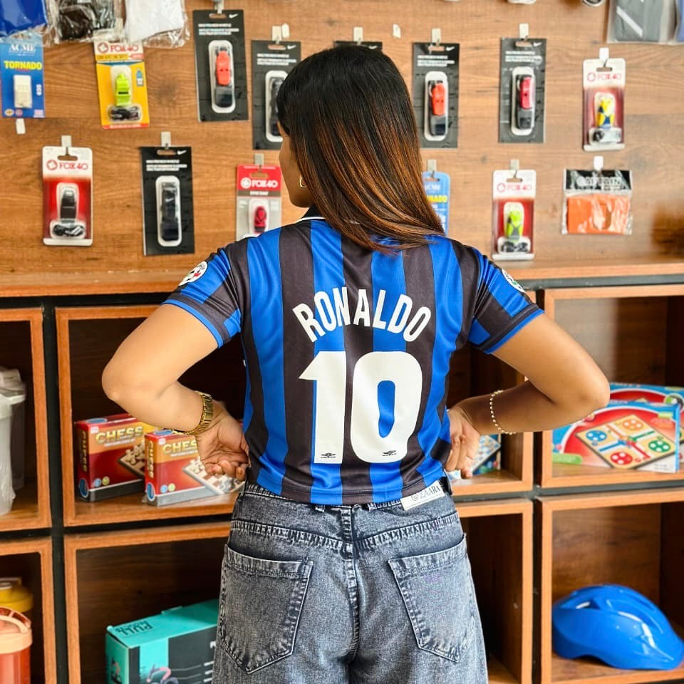 Crop top Collar neck jersey Inter Milan Ronaldo - P949 Ms Retro Store
