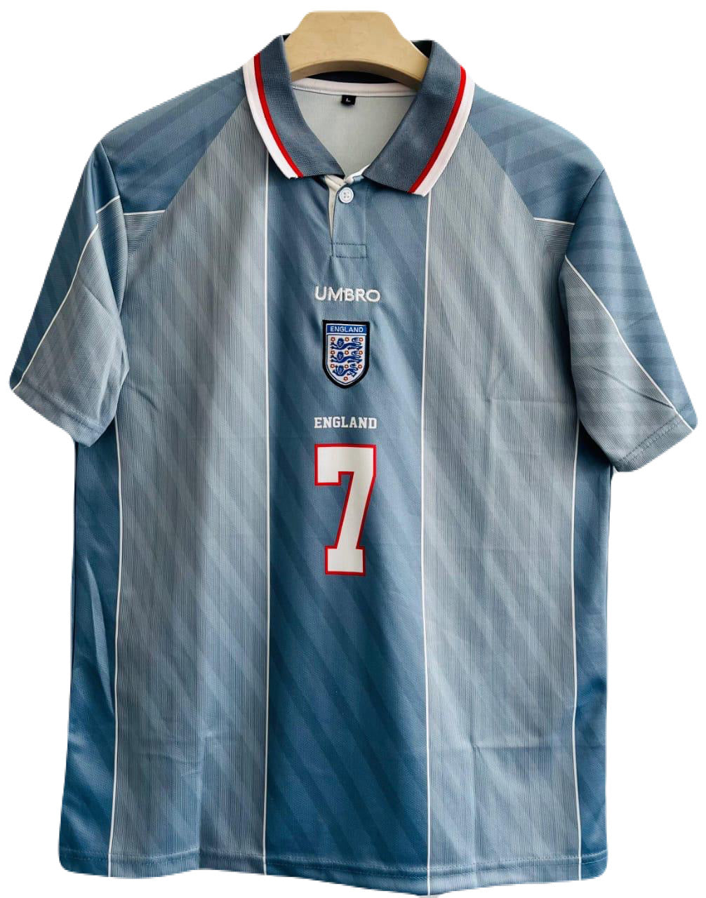 England 1996 Away kit Beckham Embroidery Half sleeve - Ms retro store