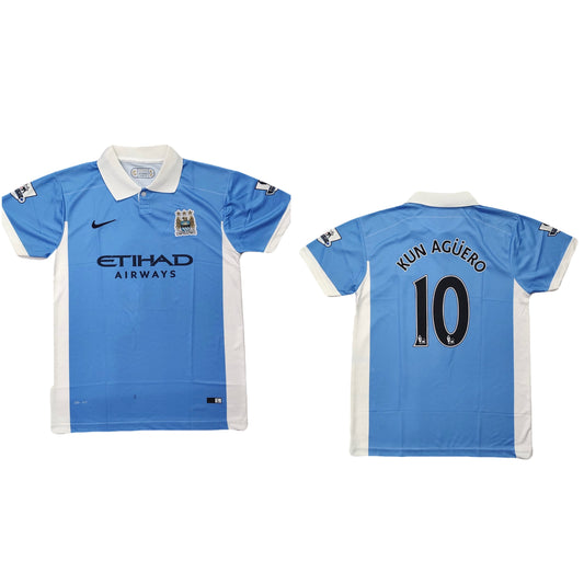 Man city 2015/16 home jersey aguero P123 - ms retro store