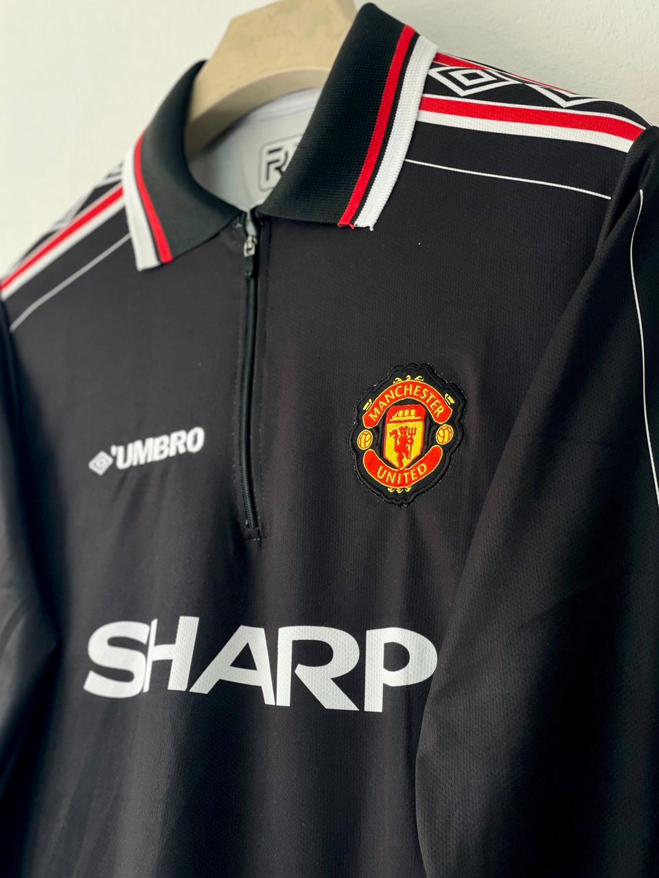 Manchester united 1998/99 Away Jersey zip type full sleeve embroidery beckham - ms retro store