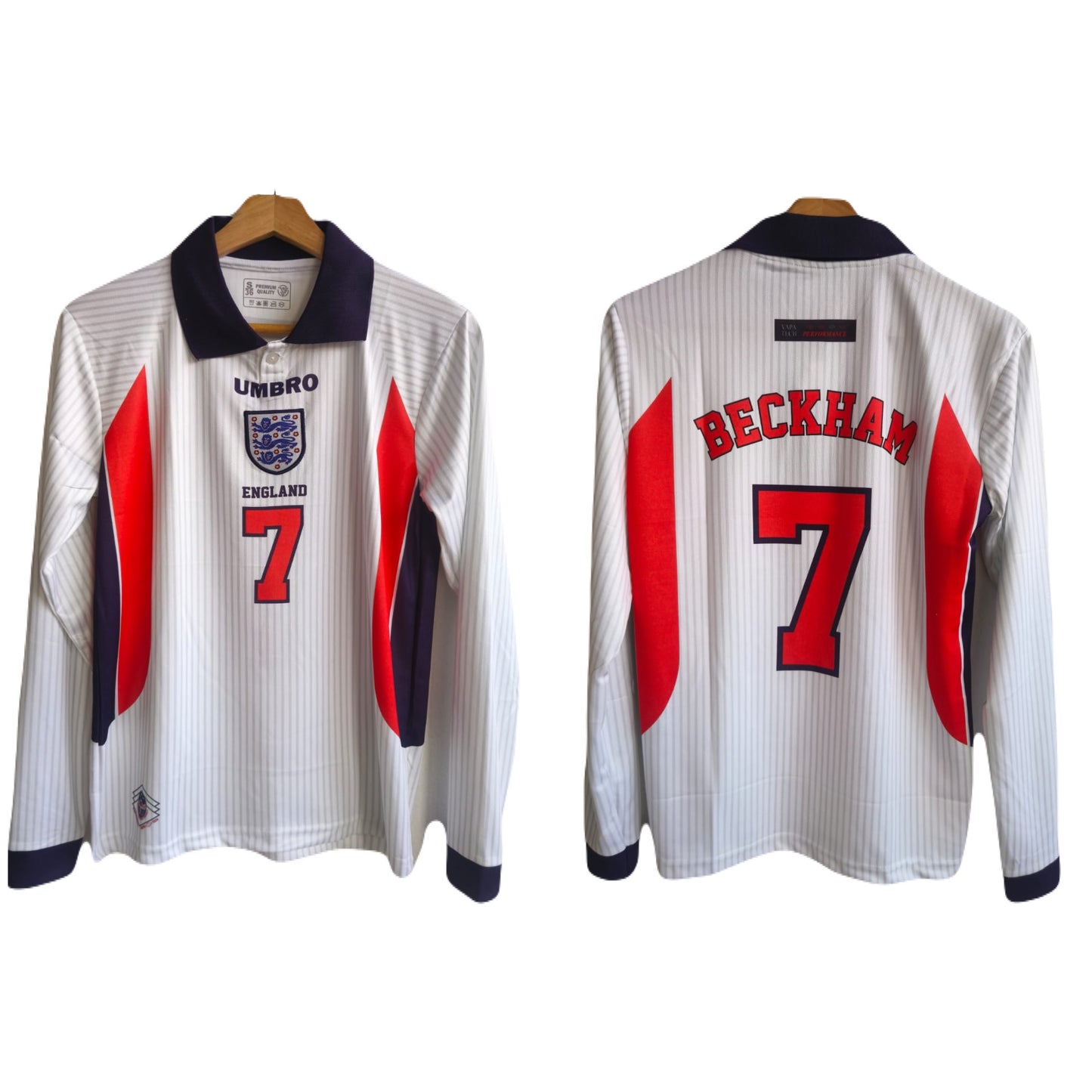 England beckham vintage jersey full sleeve collar type P16 - ms retro store