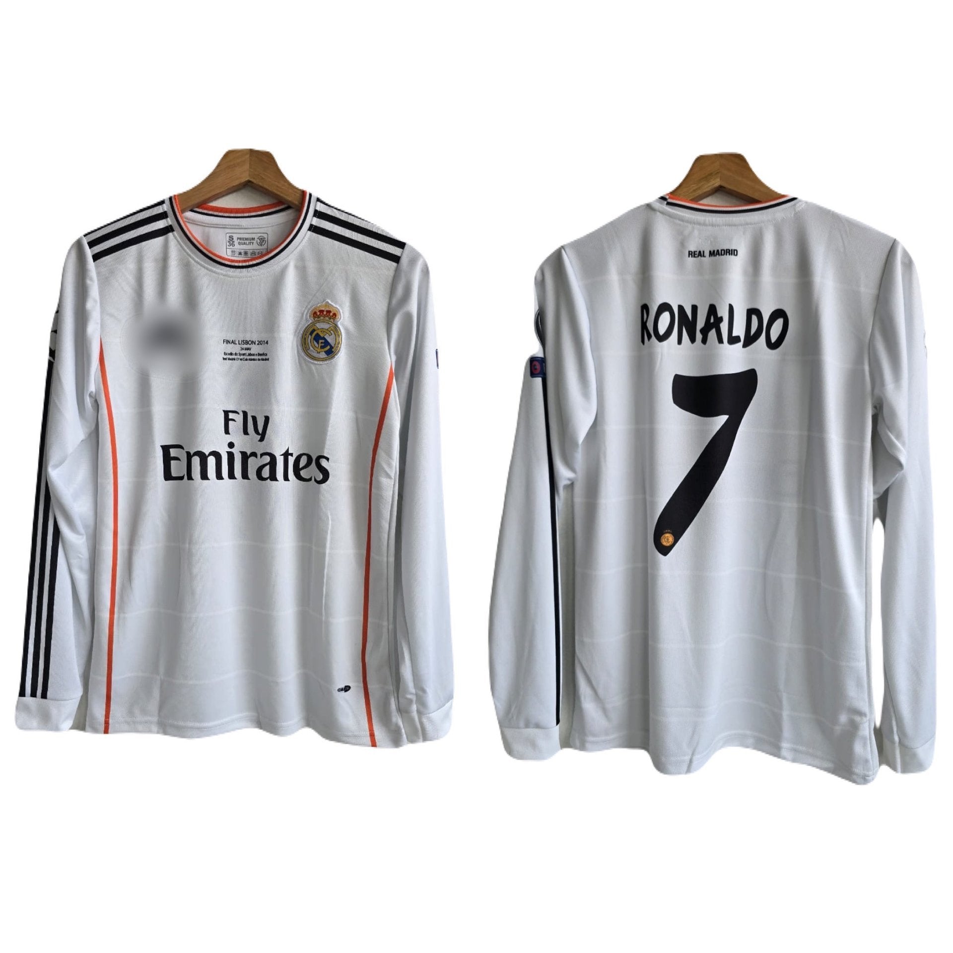 Real Madrid Long Sleeve Retro Realmadrid 2013/14 Home Jersey Full