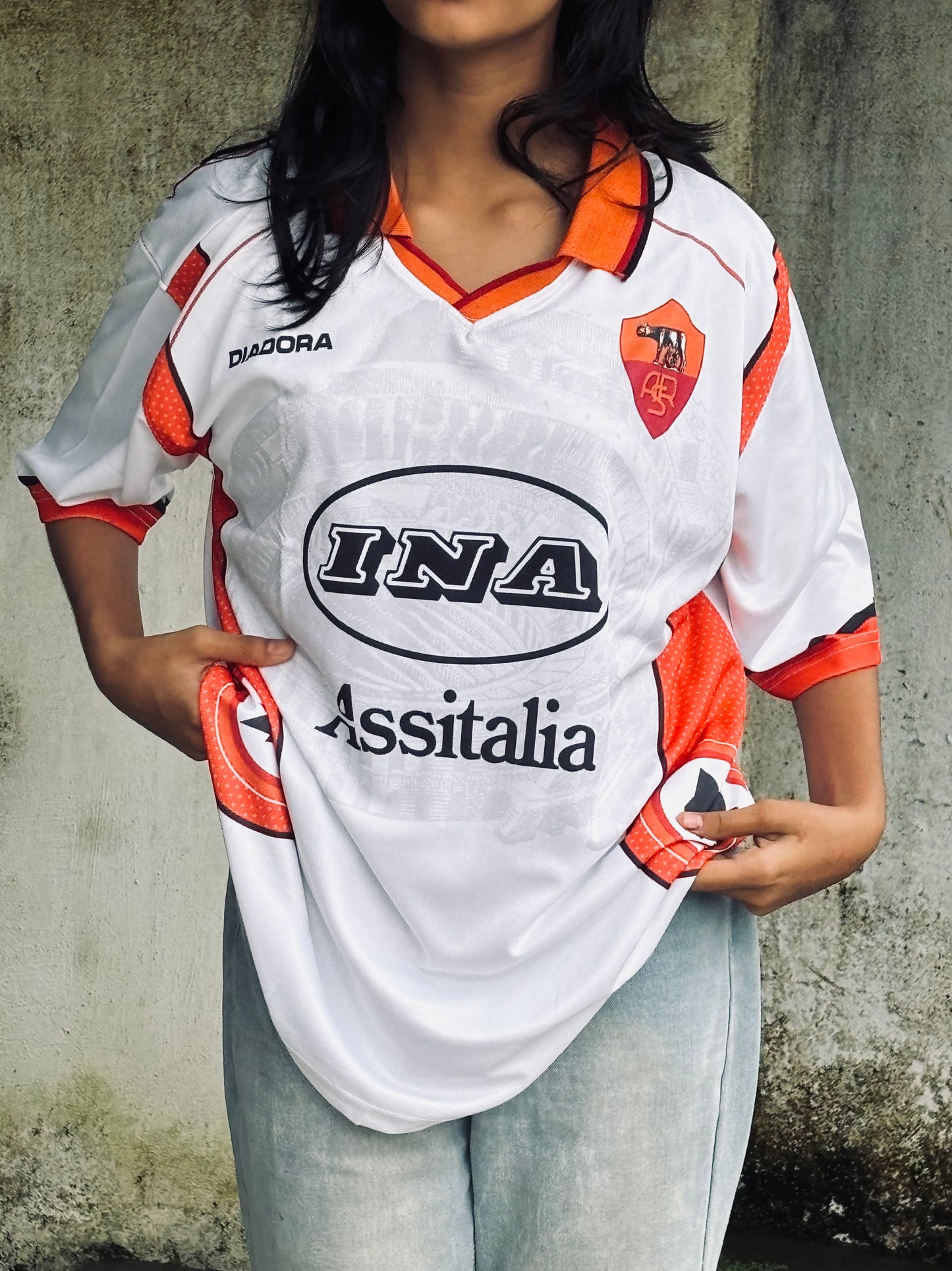 As Roma 1997/98 Away kit Totti 10 Five sleeve jersey P382 - Ms retro store