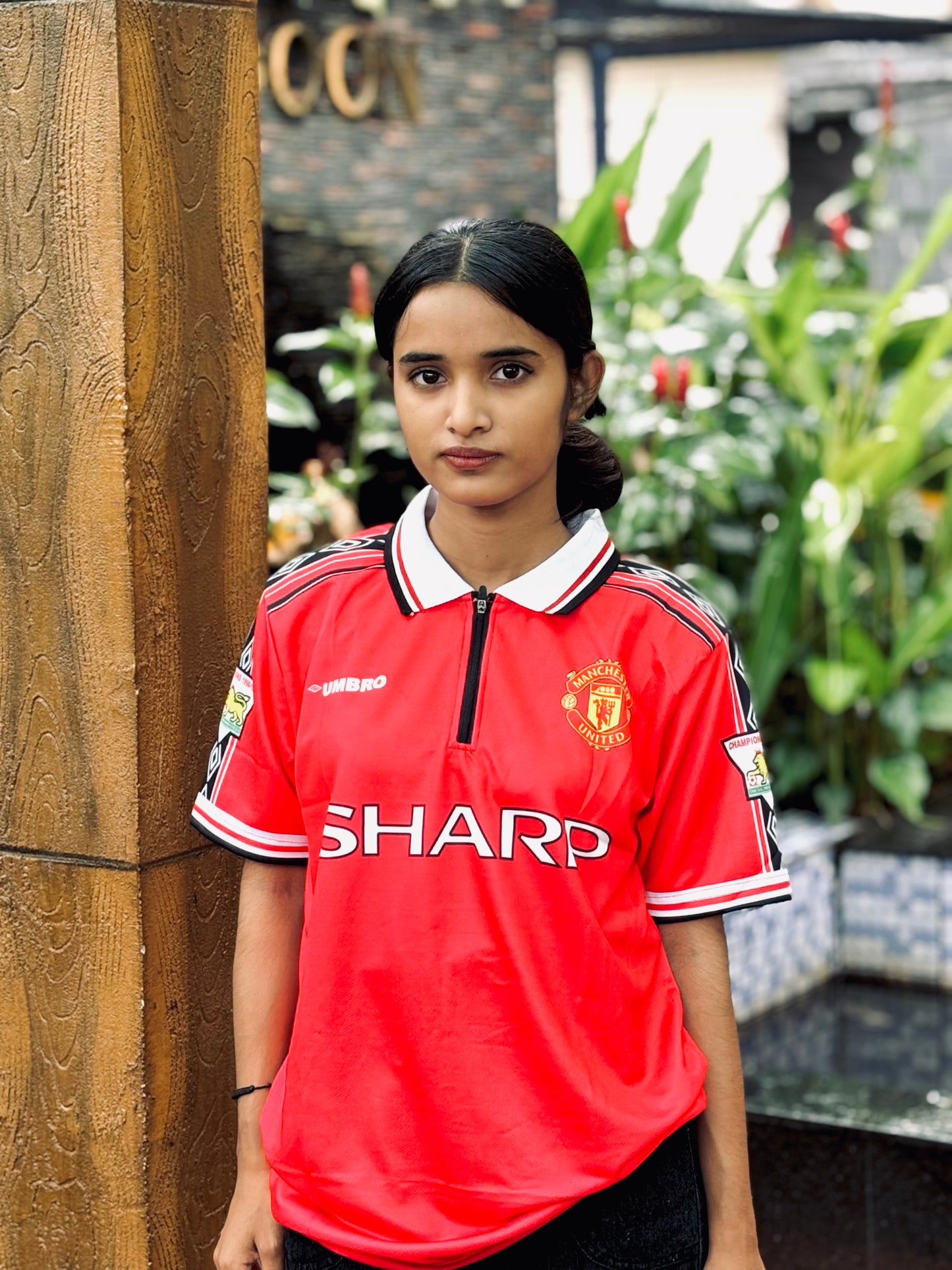 Manchester united 1998/99 Home jersey Beckham zip type - P90 -ms retro store