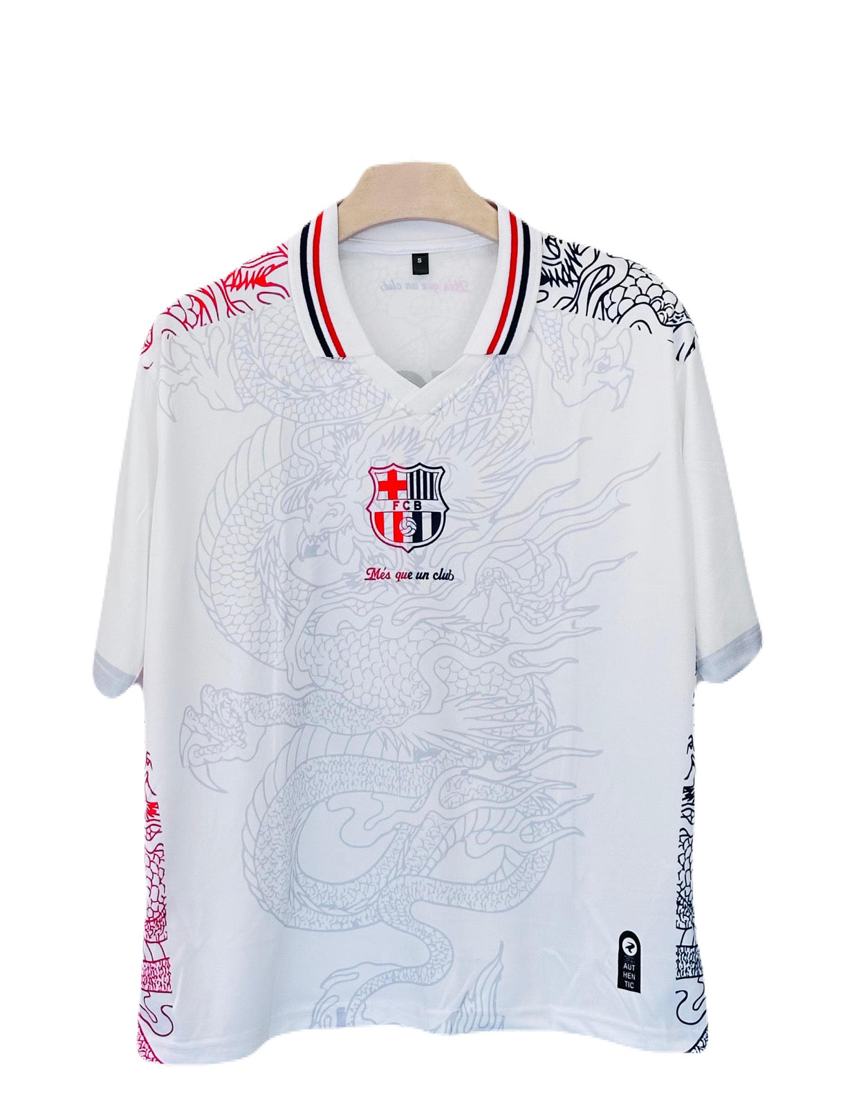 Barcelona messi dragon edition Collar Five Sleeve Sublimation  - Ms Retro Store