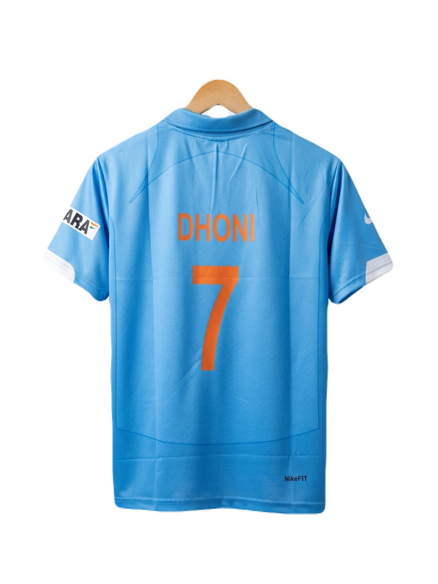 India 2007 dhoni  home jersey Half Sleeve Sublimation - Ms Retro Store