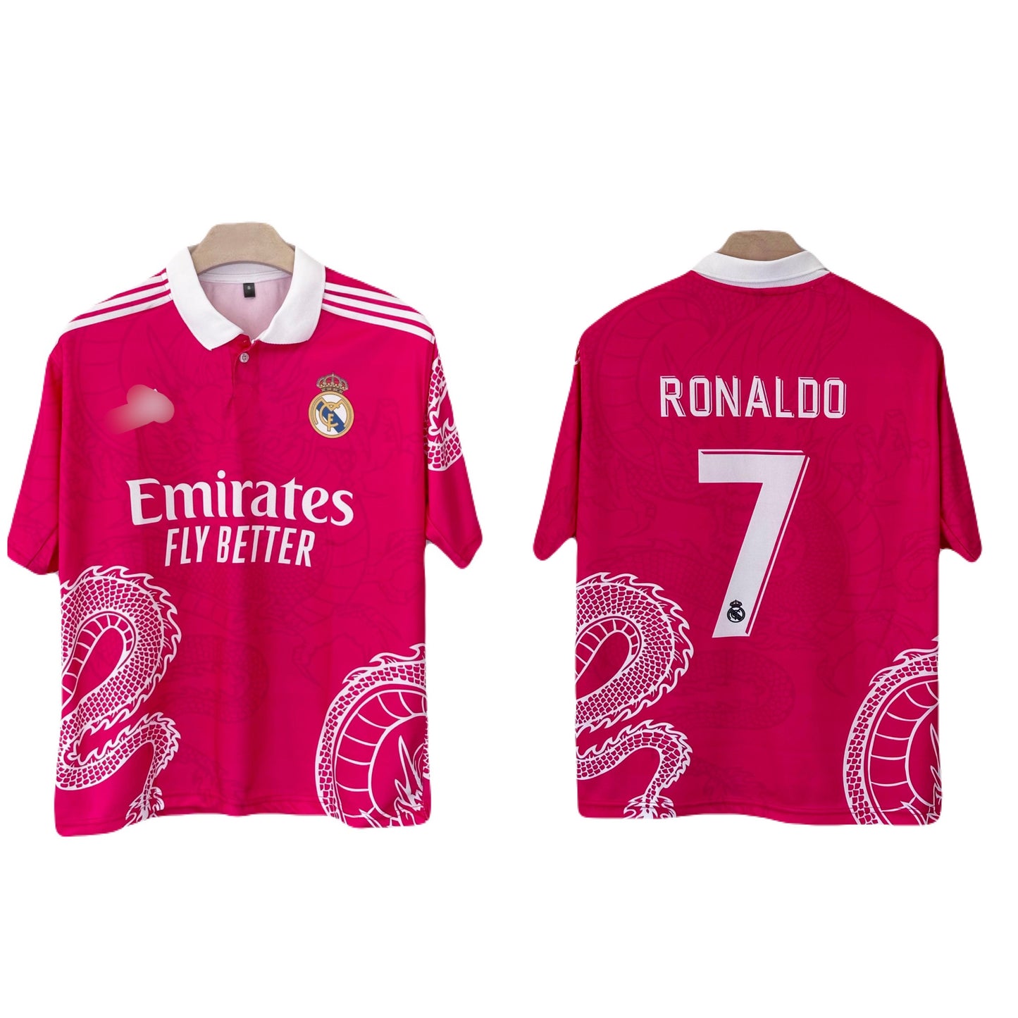Real Madrid Ronaldo Pink Dragon Edition Collar Five Sleeve - Ms Retro Store