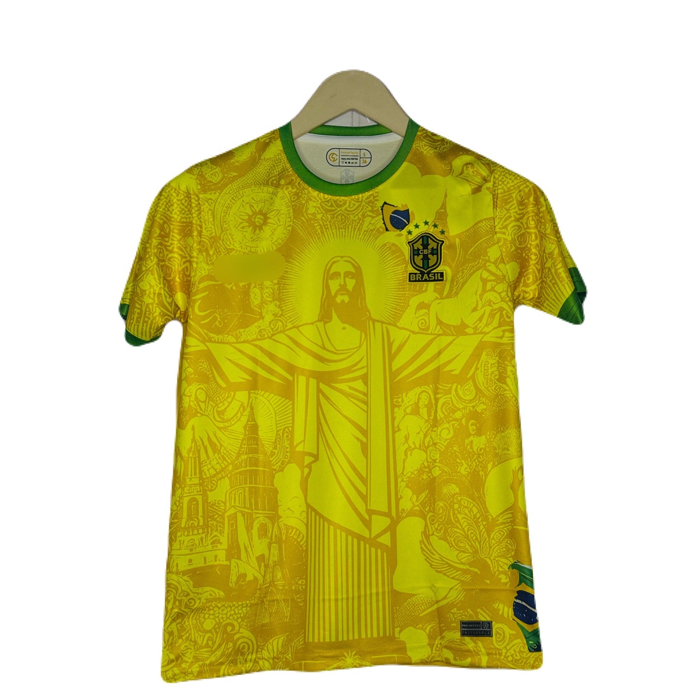 Brazil Christ the Redeemer Special Edition Kit  Neymar Jr Half Sleeve P1223- Ms Retro Store