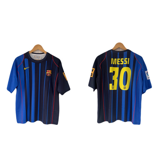 Barcelona Retro Away Messi Five Sleeve Embroidery Jersey -P1183 Ms Retro Store