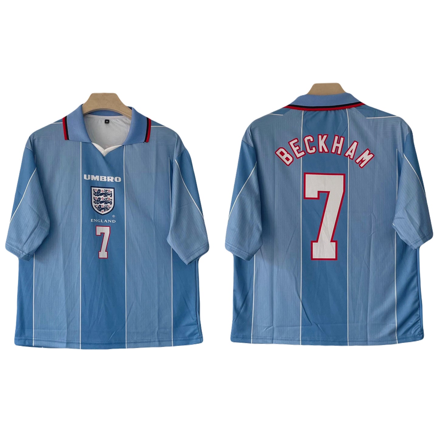 Beckham england 1996/97 away shirt five sleeve collar -   ms retro store