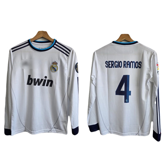 Realmadrid 2012/13 home jersey sergio Ramos full sleeve  -  ms retro store