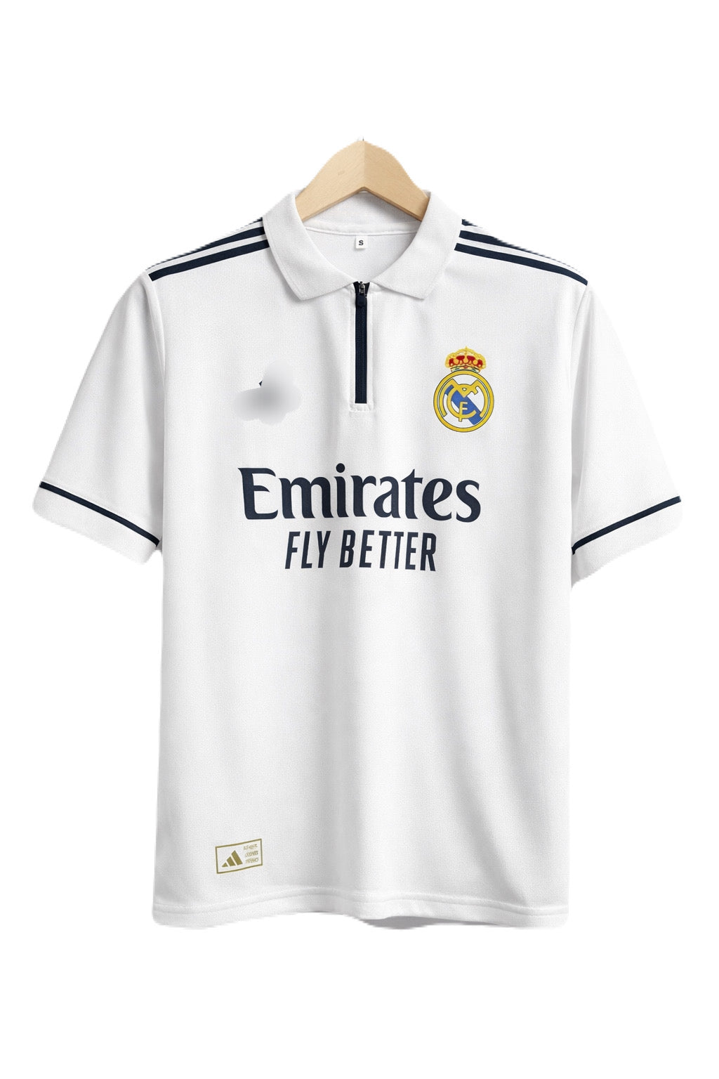 Real madrid plane back  Five Sleeve zip collar Sublimation Jersey - Ms Retro Store