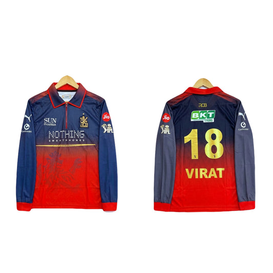 IPL RCB Virat Kohli full sleeve zip Collar embroidery - ms retro store