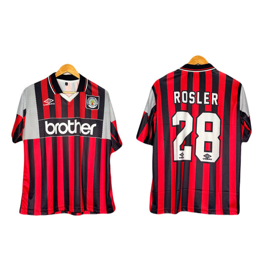 Manchester City 1994-96 Away Kit Rosler Five Sleeve - P952  Ms Retro Store