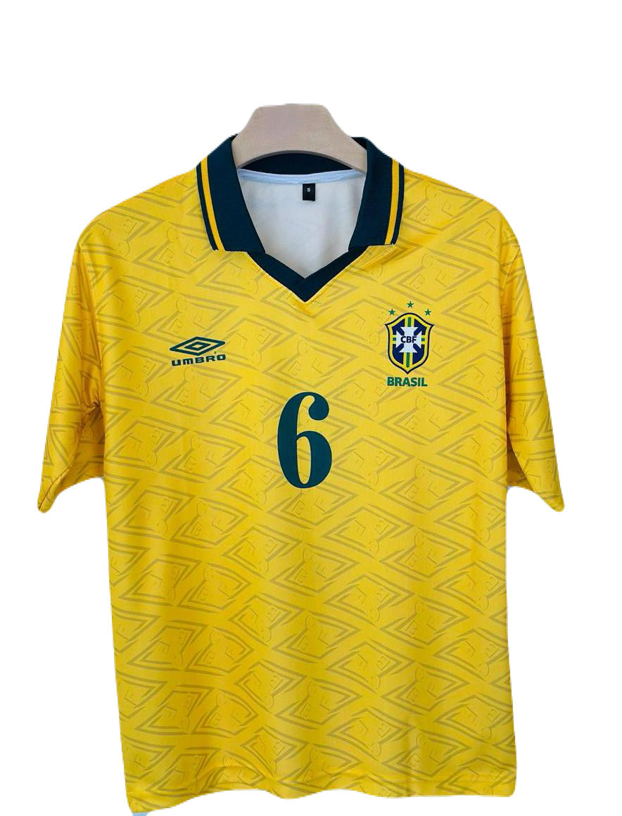 Carlos Brazil 2006 Five sleeve collar jersey -