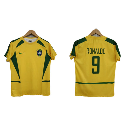 Brazil 2002 worldcup Ronaldo Retro Jersey Half Sleeve Embroidery - Ms Retro Store