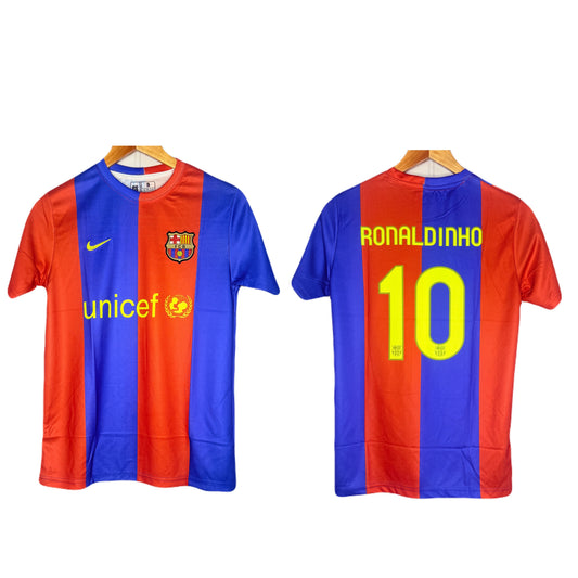Barcelona 2006-07 Home Kit Ronaldinho Half Sleeve P1237 - Ms Retro Store