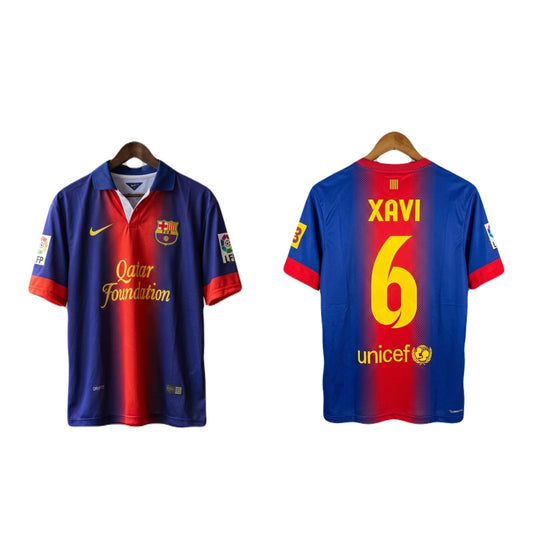Barcelona 2011-2012 Xavi collar five sleeve sublimation Jersey -P1366 Ms retro store