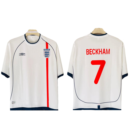 England 2001/03 home beckham five sleeve - ms retro store