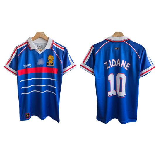 France 1998 world cup zidane home jersey Half sleeve- ms retro store
