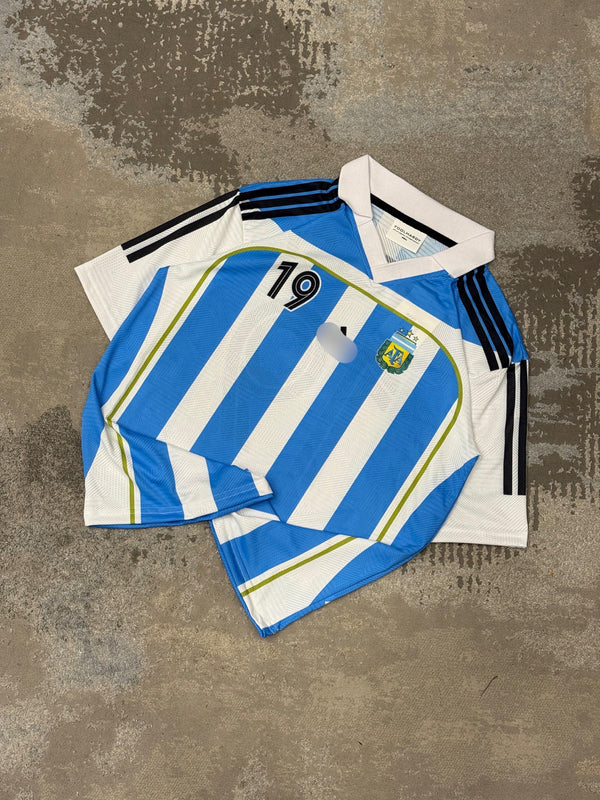 Argentina 2006 Home Messi  Premium Quality Collar Five Sleeve Sublimation  -  Ms Retro Store