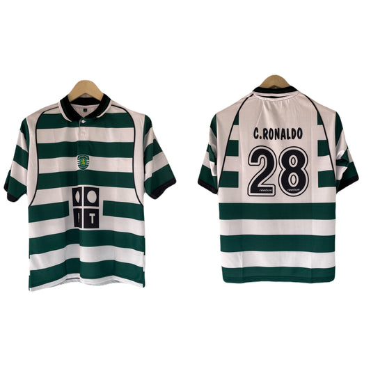 Sporting 2002-2003 Ronaldo Collar Five Sleeve Sublimation - Ms Retro Store
