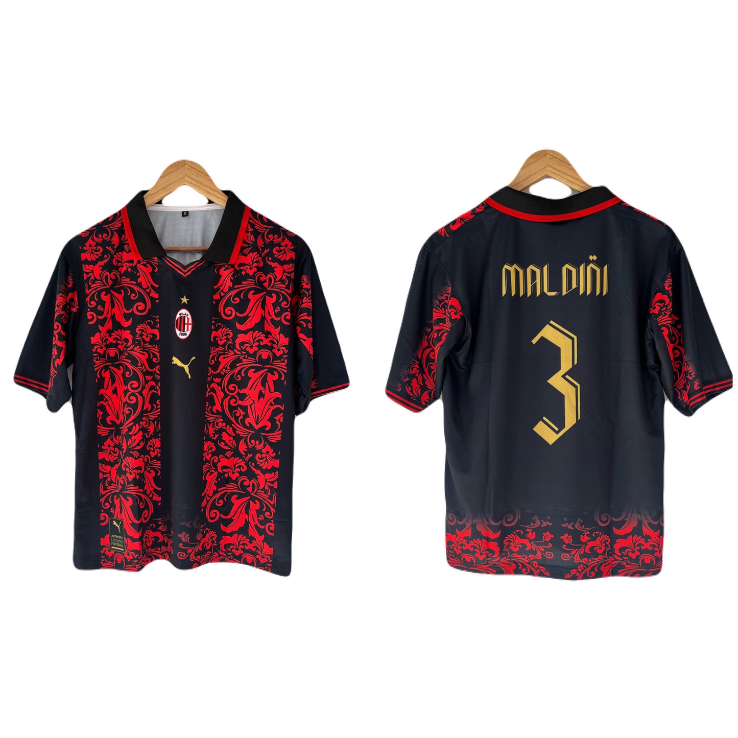 AC Milan  fourth jersey  "Billie Jean Rosso" Edition Maldini Five Sleeve Collar Sublimation - Ms Retro Store