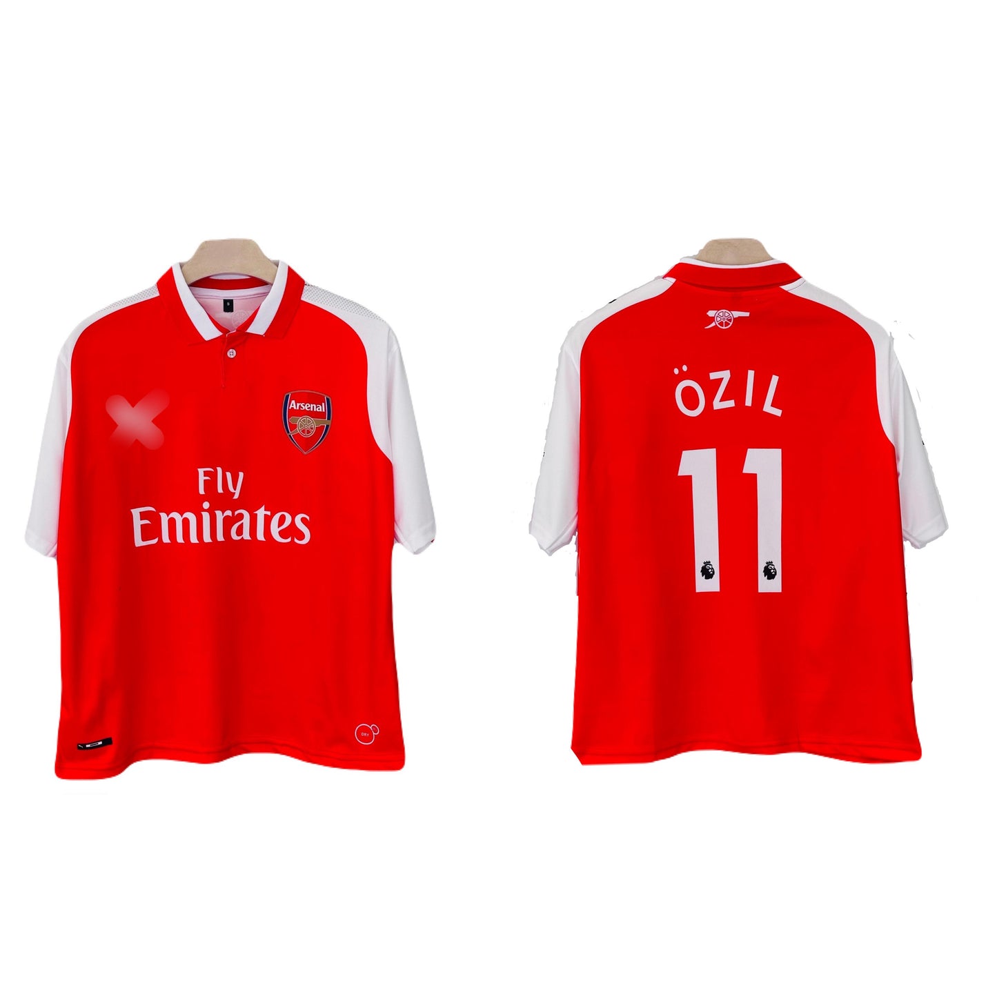 Arsenal 2017-18 Home Kit Ozil Collar Five Sleeve Sublimation  - Ms Retro Store