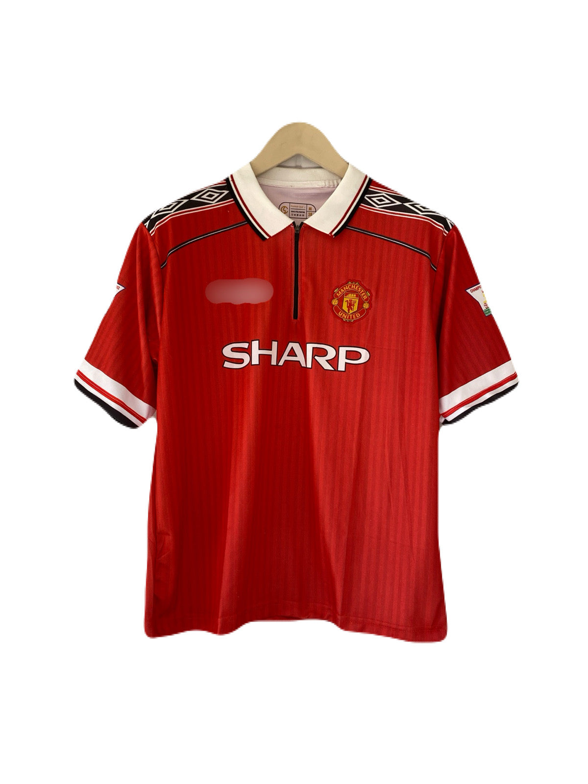 Beckham Manchester United zip type Five Sleeve collar  embroidery jersey - P2493