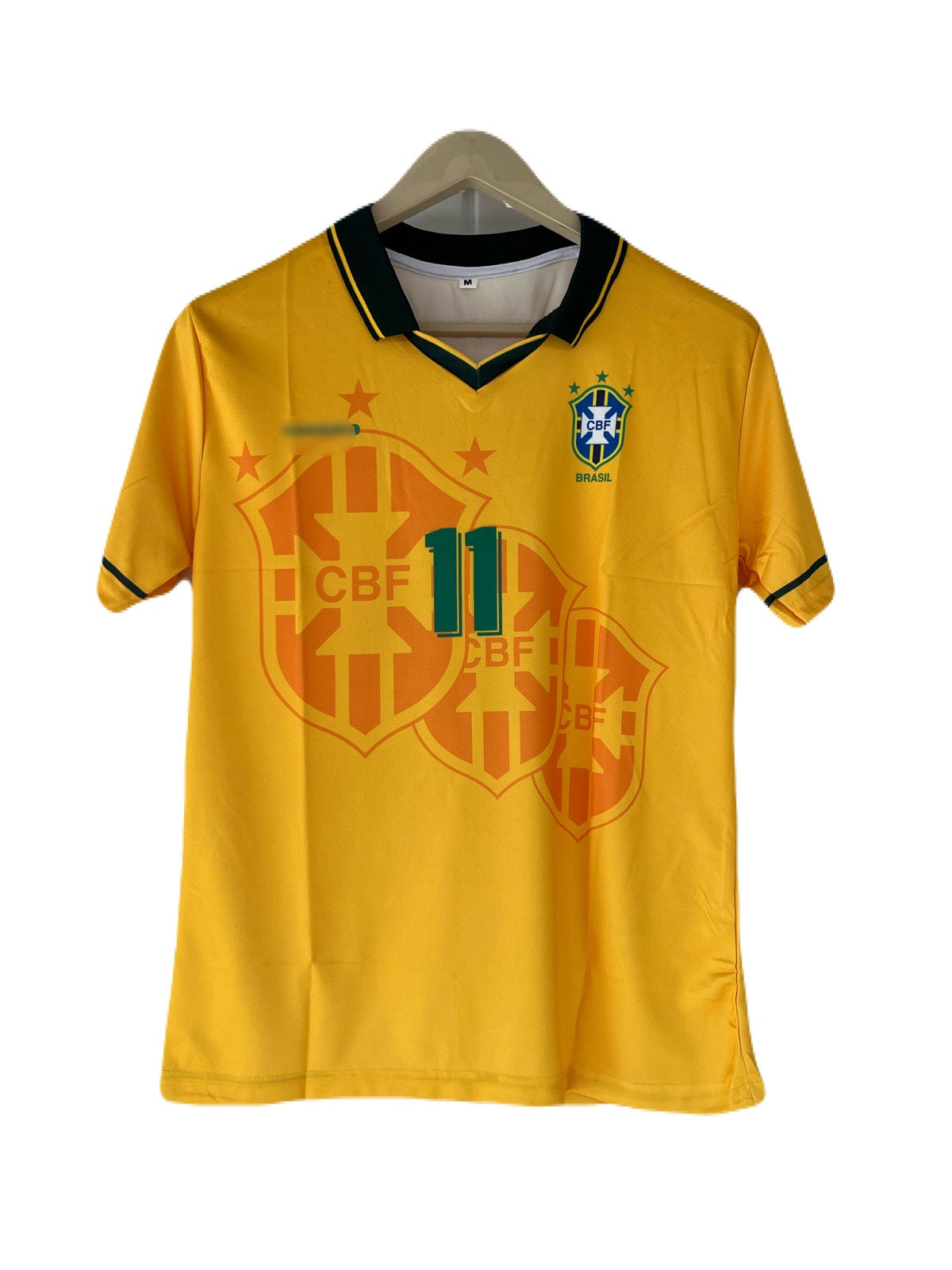 Romario Brazil 2010 home half sleeve collar jersey -