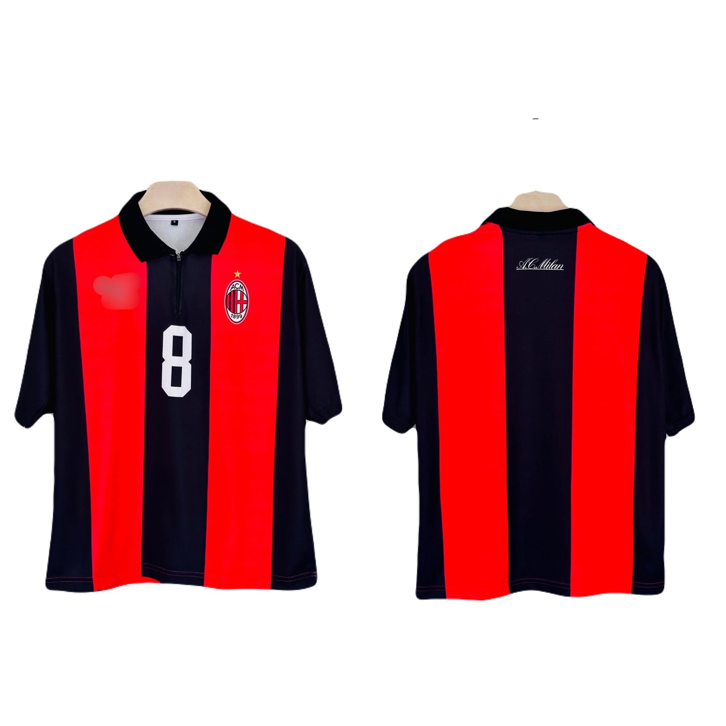 Ac Milan Home Kit Plain Five Sleeve - Ms Retro Store