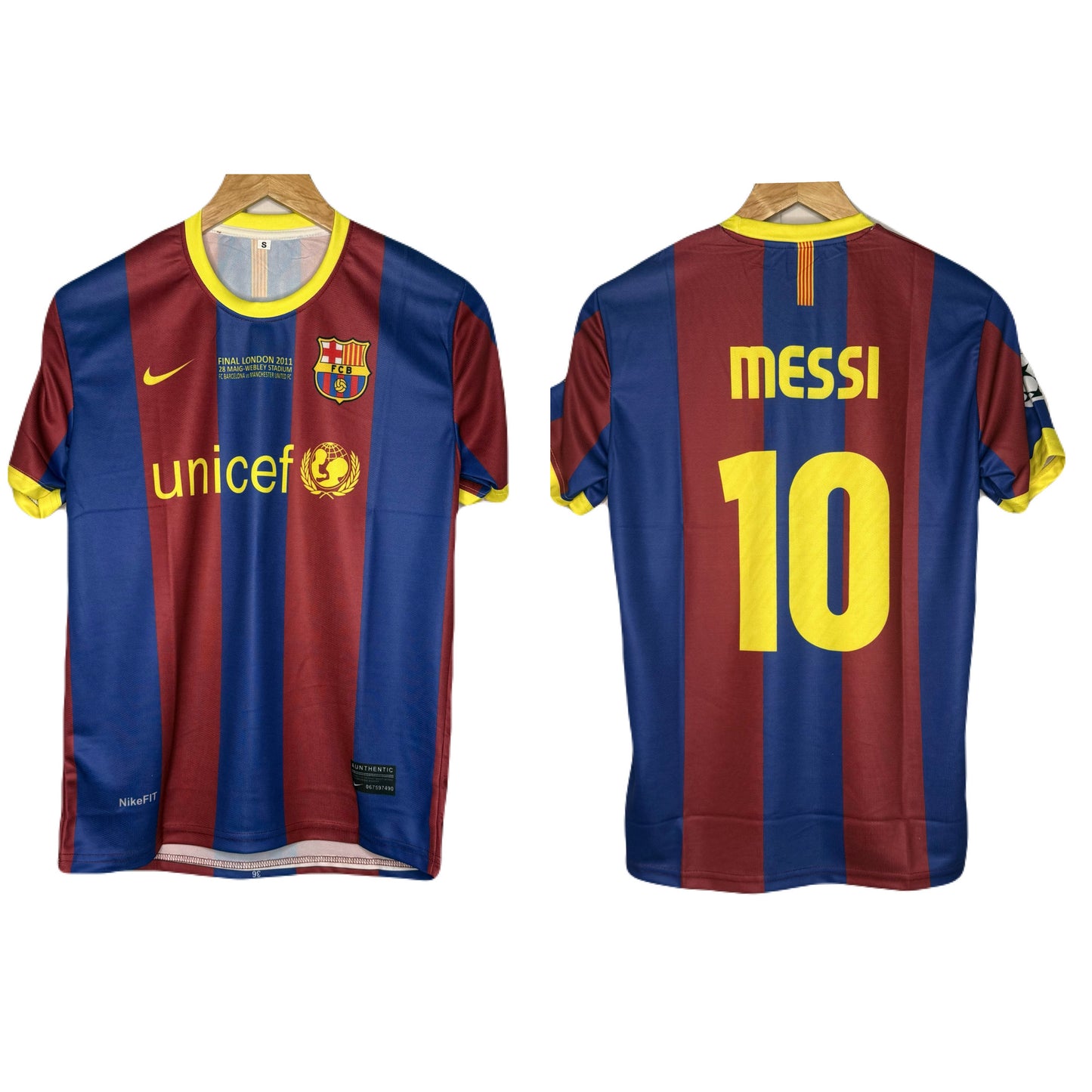 Fc Barcelona 2010-11 UCL Final Kit Messi Half Sleeve - Ms Retro Store
