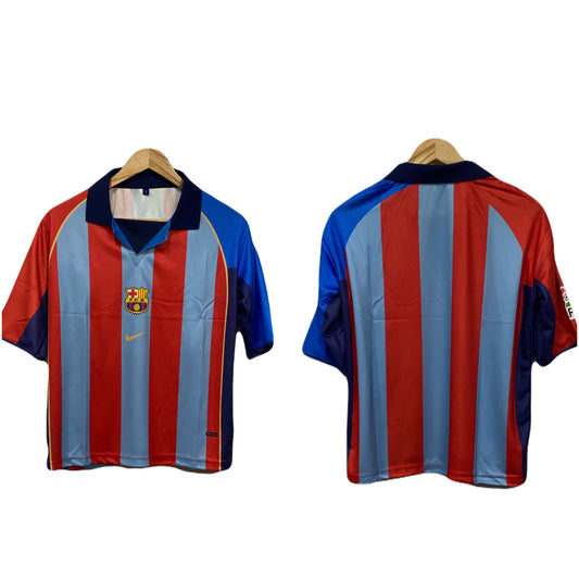 Fc Barcelona 2001-02 Home kit Back-Plain Five sleeve P521 - Ms Retro Store