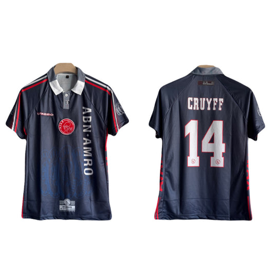 Ajax 1997-98 Away kit Cruyff Half sleeve collar embroidery - Ms Retro Store