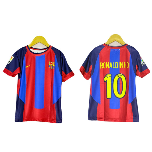 FC BARCELONA 2003-04 HOME KIT RONALDINHO  KIDS JERSEY - P1280 MS RETRO STORE